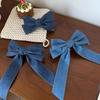 Denim Blue Ribbon Bowknot Hair Clips For Woman Girls Sweet Elegant Ponytail Hairpins Duckbill Clip Hair Accessories Gift