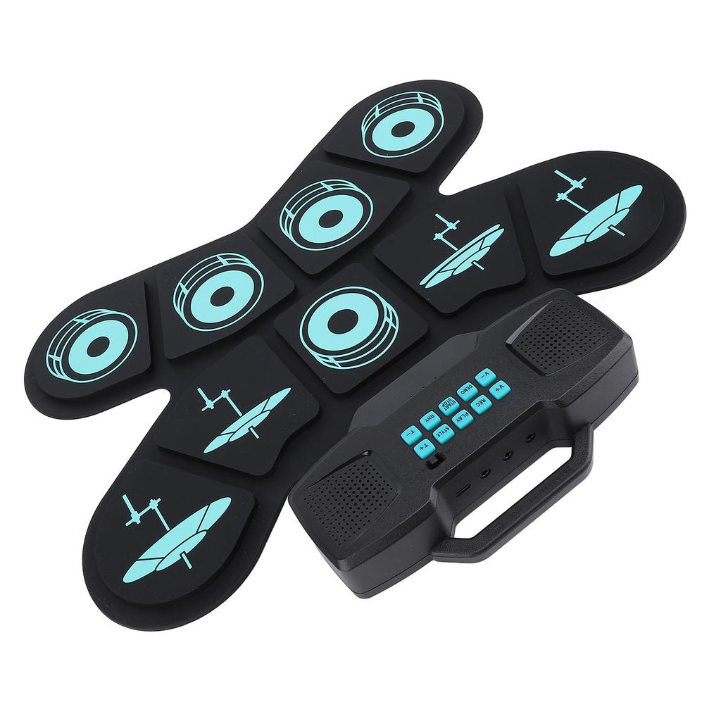 Electronic Drum Set 9 Drum Practice Pad With Dual Speaker Rechargeable Roll Up Electric Drum Pad