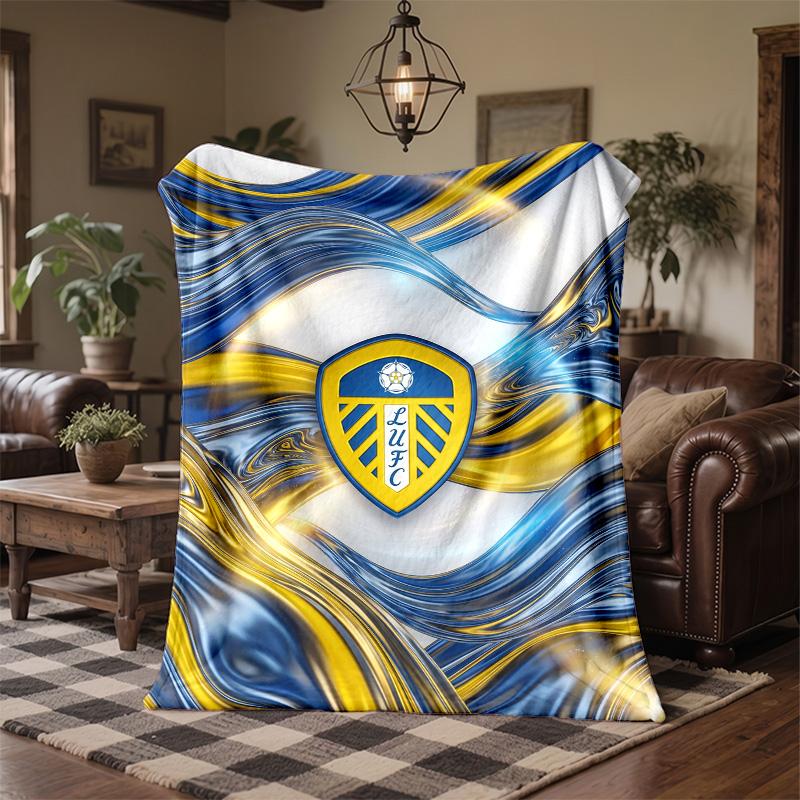 Leeds United Football Print Flannel Blanket Soft Warm Sofa Bed Throw Blanket For Home Office Bedroom