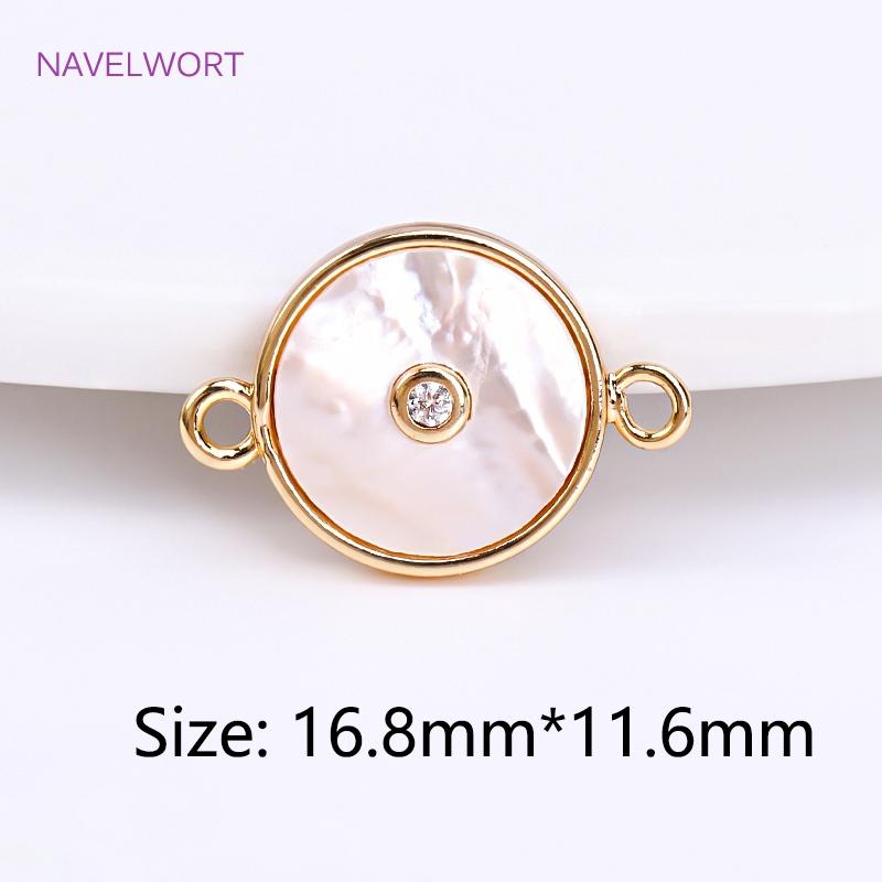 Trendy 18K Gold Plated Natural Shell Charms Round Pendants For Bracelet Necklace Making Supplies DIY Accessories Wholesale