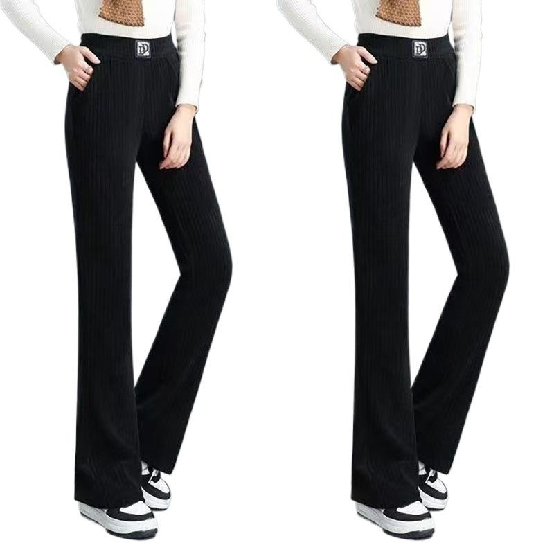 Jesienno-zimowe luźne spodnie z wysokim stanem o prostych nogawkach dla kobiet, spodnie z szerokimi nogawkami, spodnie casualowe dla kobiet