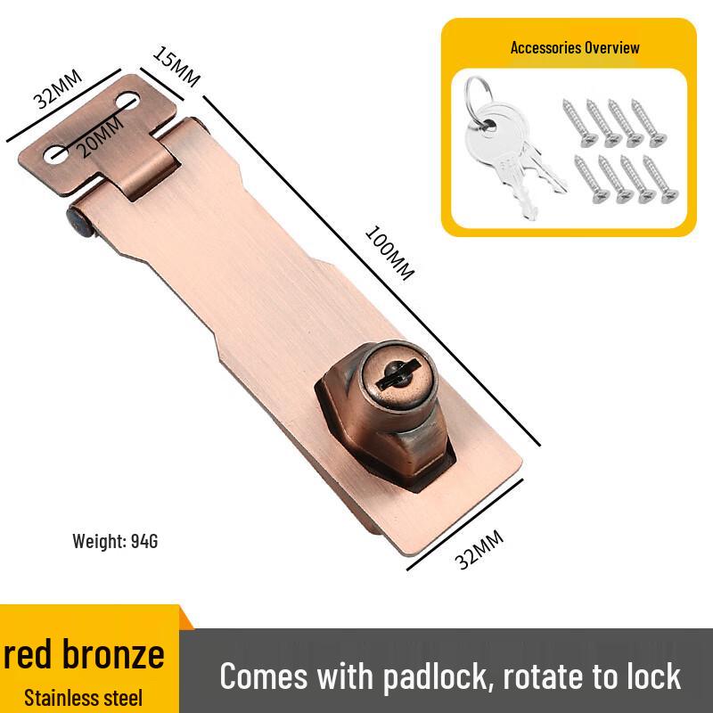 

Shengbai 4-inch Antique Red Right-Angle Hasp Lock
