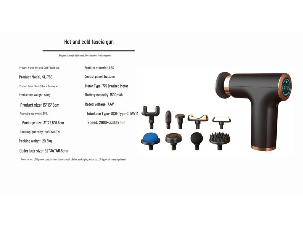 Multifunctional Hot & Cold Mini Fascia Massage Gun with Charging and Compression