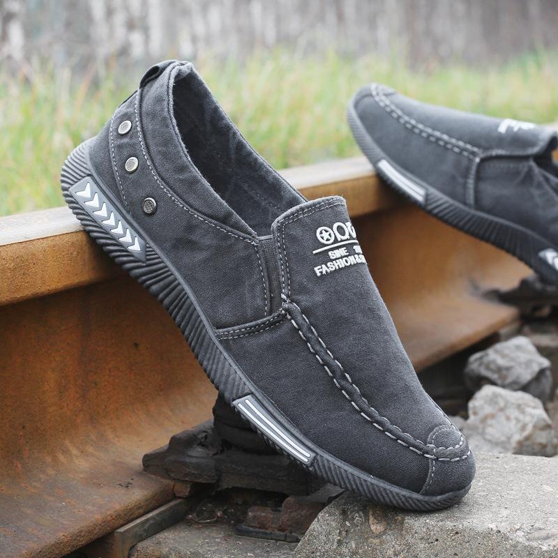 Pánské džínové plátěné boty Nazouvací tenisky Pánské pro letní venkovní řízení mokasíny Trendy Vintage mokasíny