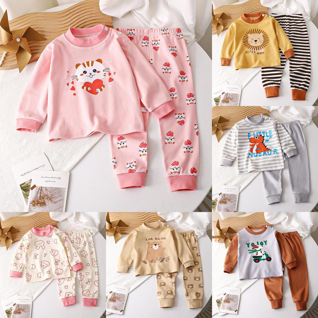 Çocuklar İçin Yazlık Pamuklu Çizgi Film Baskılı Pijama Takımı 3-8 Yaş