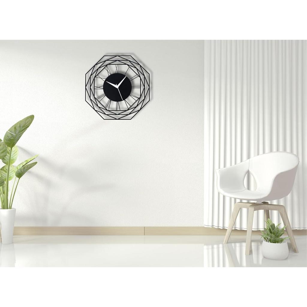Wall Clock for Home, Office, Living Room, Bedroom, Kids Room and Kitchen (35 X 35 Cm) | Stylish Latest Home Decor | Black Color (Battery Included)