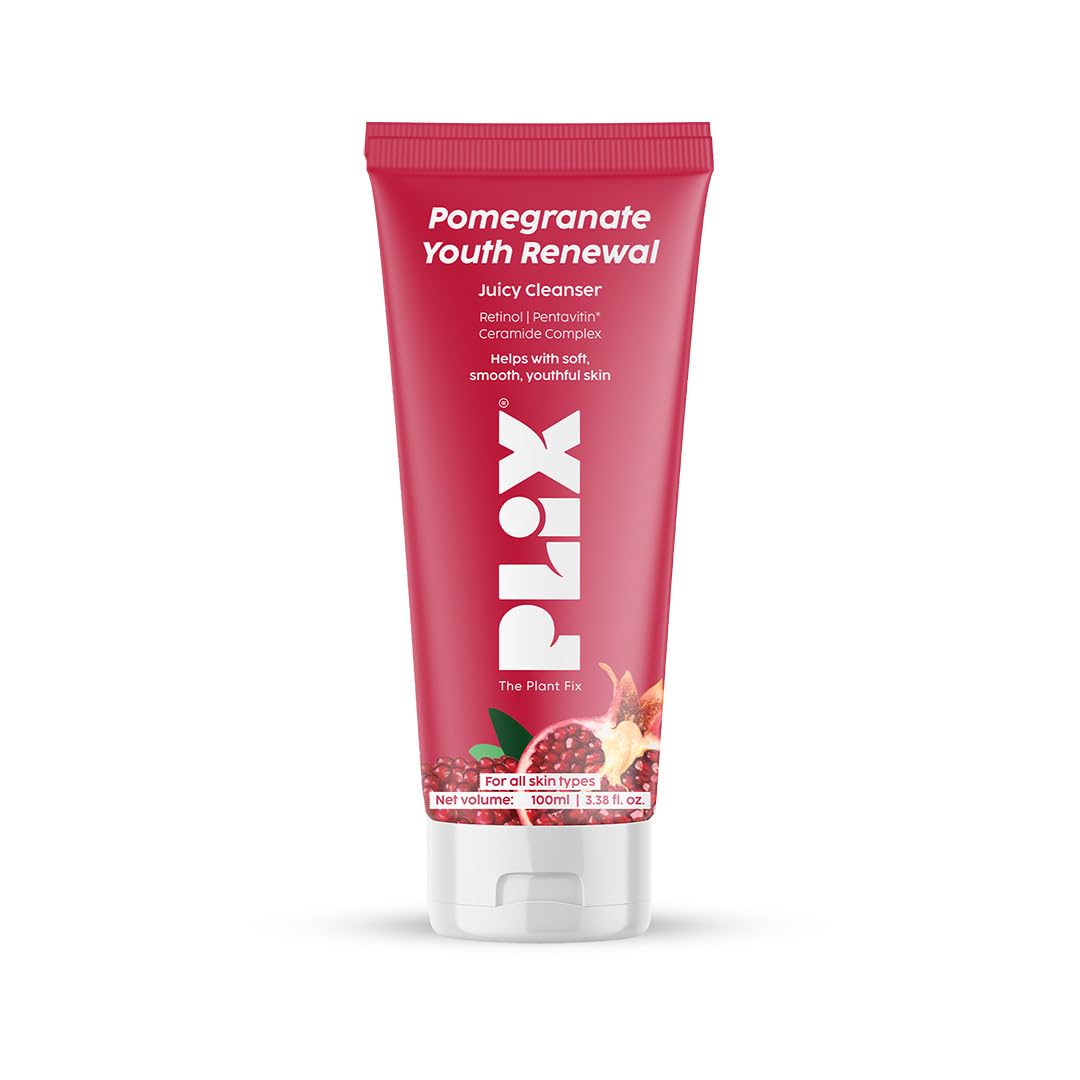 

PLIX The Plant Fix Pomegranate Youth Renewal Face Wash Cleanser For Radiant Glow Hydration Daily Use For Men Women 100 ml