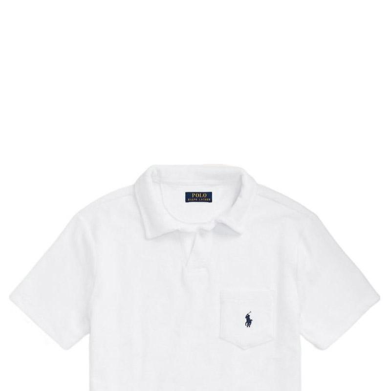 Polo Ralph Lauren Solid Pattern Embroidered Pocket Short Sleeve Polo Shirt Men Tops White MNPOKNI1N822216-100