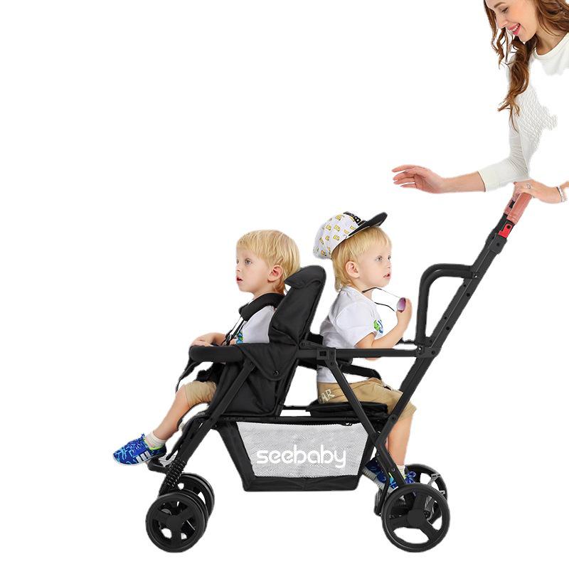 Shengdebei Twin Baby Stroller: Reclining, Foldable, Front & Rear Seats
