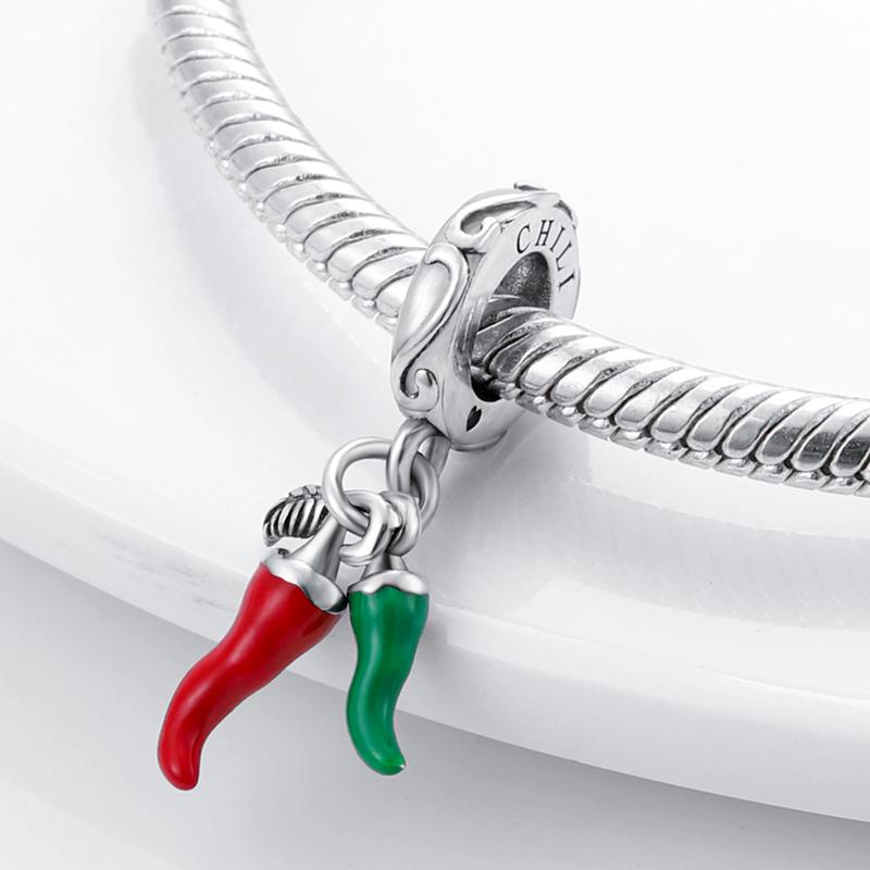 925 Silver Fruit Series Charms Strawberry Cherry Avocado Lemon Beads Fit DIY Bracelet Women Jewelry Girl