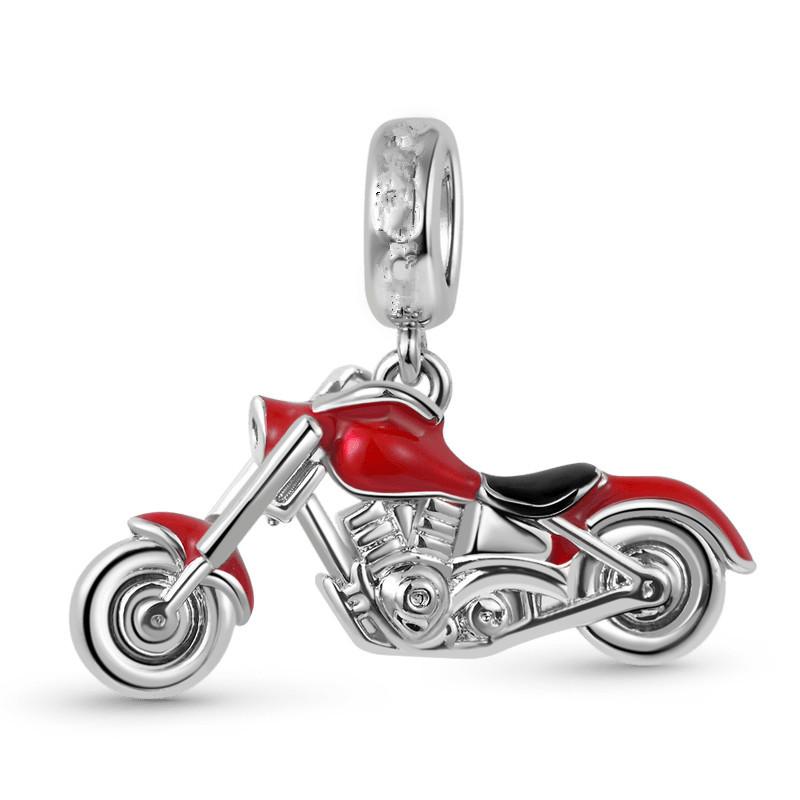 NEW Sparkling Red Series Charm Bead Clip Fit Original Silver Bracelet DIY Jewelry Christmas Gift Reindeer Motorcycle Dangle
