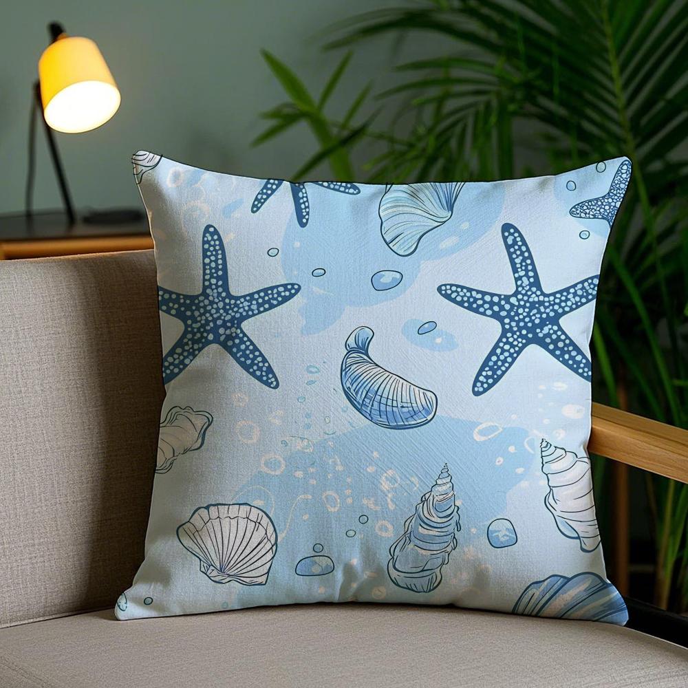 Ocean Animals Cushion Cover Soft Short Plush Double-Sided Printing Home Decor Machine Washable Pillow Case Gift