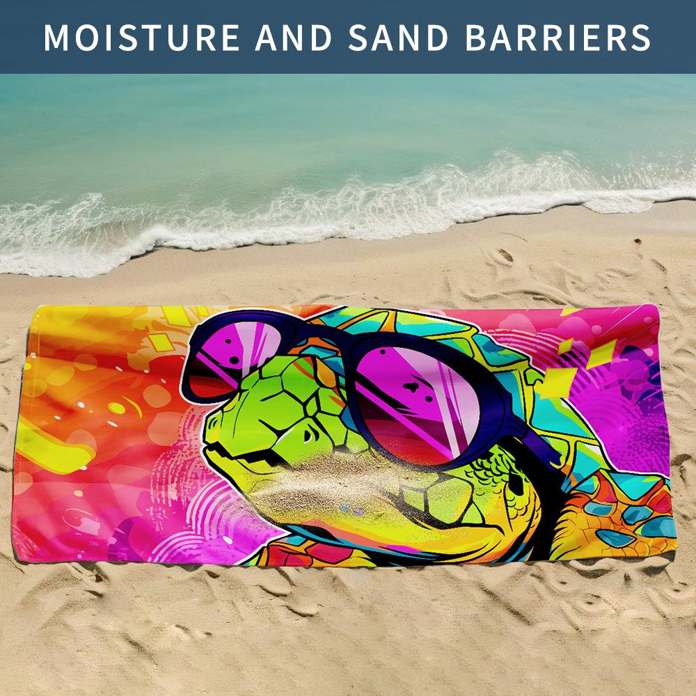 Turtle double-sided velvet beach towel absorbent bath towel printed towel