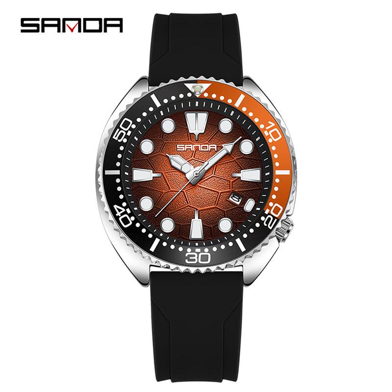 Sanda Men's Quartz Wristwatch with Rotating Bezel and Lava Dial – Fashionable Business Accessory