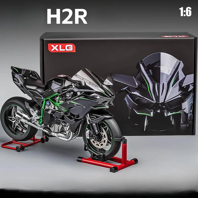 Diecast Spray 1/6 Kawasaki H2R Alloy Racing Motorcycle Model Sound and Light Bootable Motorbike Toy Birthday Gift for Boyfriend