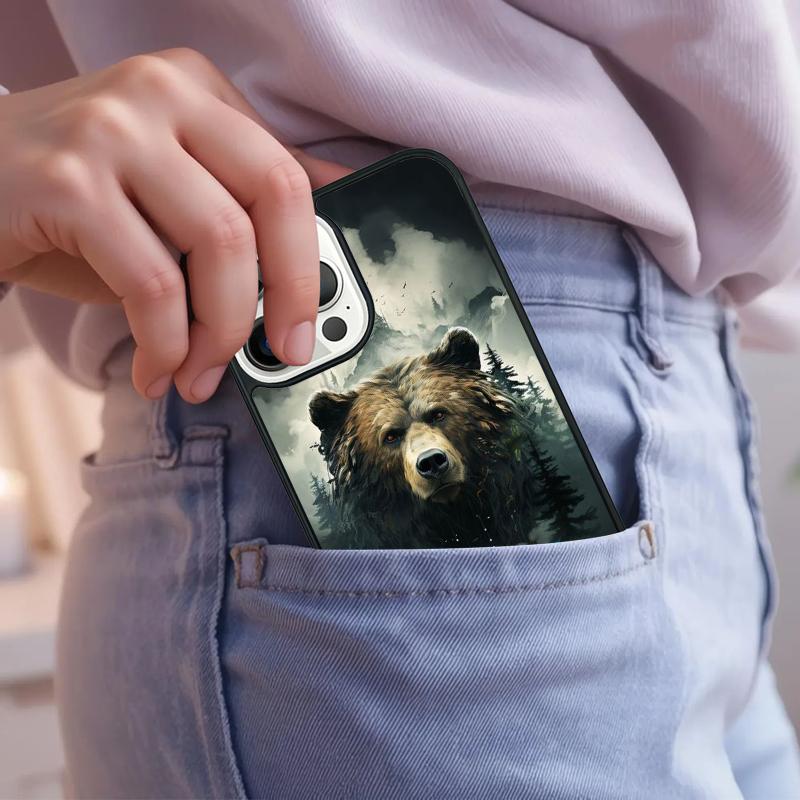 Cute Grizzly Bear Phone Case For iPhone 17 Air 15 16e 14 13 Pro Max Coque 12 11 Pro Max PLUS cover