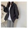 Felpa con cappuccio e zip foderata in pile da donna - Stile coreano pigro, Cardigan spesso per la primavera e l'autunno 2024.