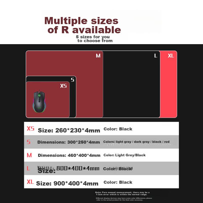 LESAILES High-Density Fiber Fine Surface Professional Gaming Mouse Pad, Medium-Sized Edge-Locked Computer Desk Mat, Red And Black, 300*250*4mm