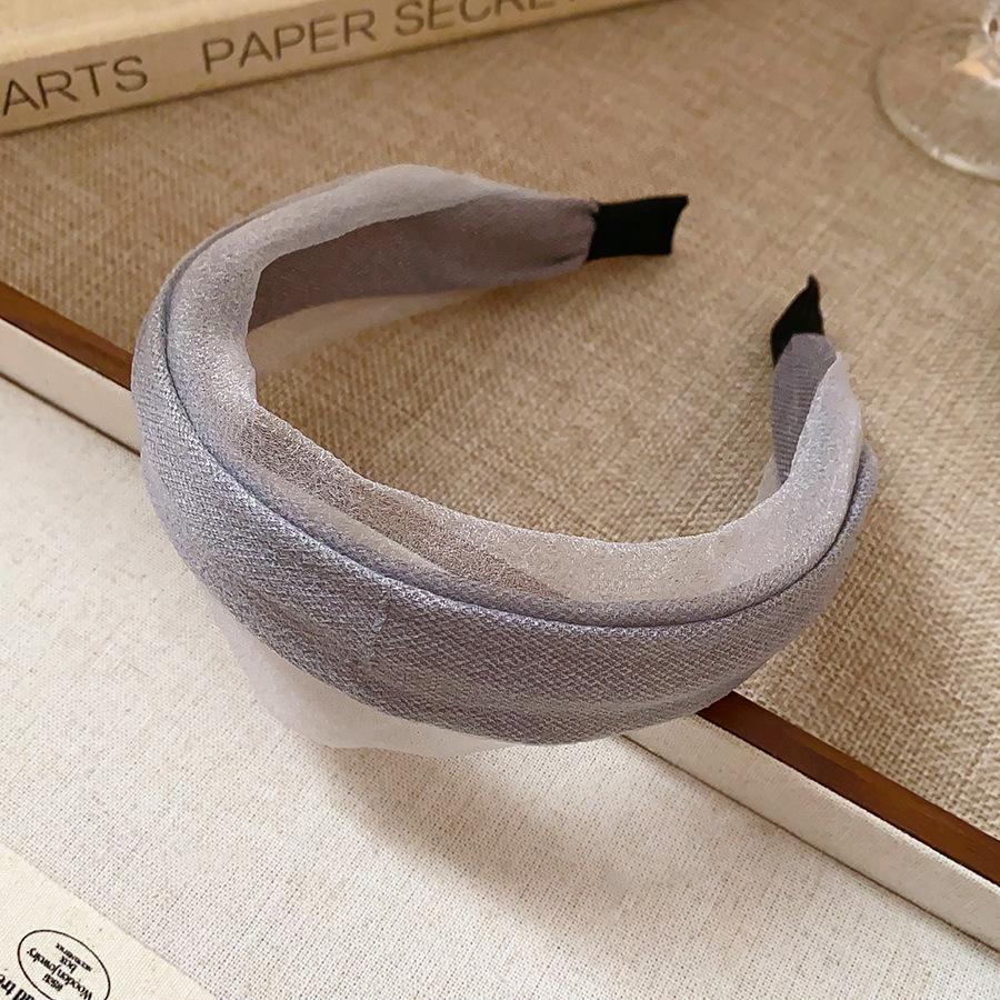 Fabric Chiffon Wide-edge Headband Korean Simple and Versatile High Cranial Top Hoop Niche College Style Fashion Hair Accessories Women