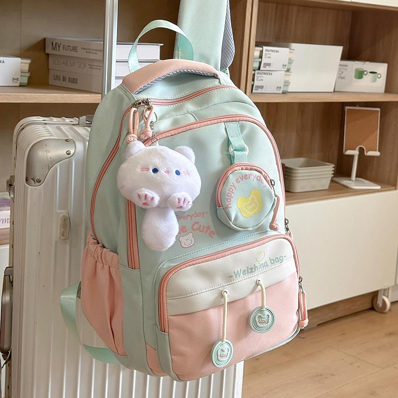 School bag, high value and fresh ins School bag for junior high school students, casual, simple, lightweight and large capacity