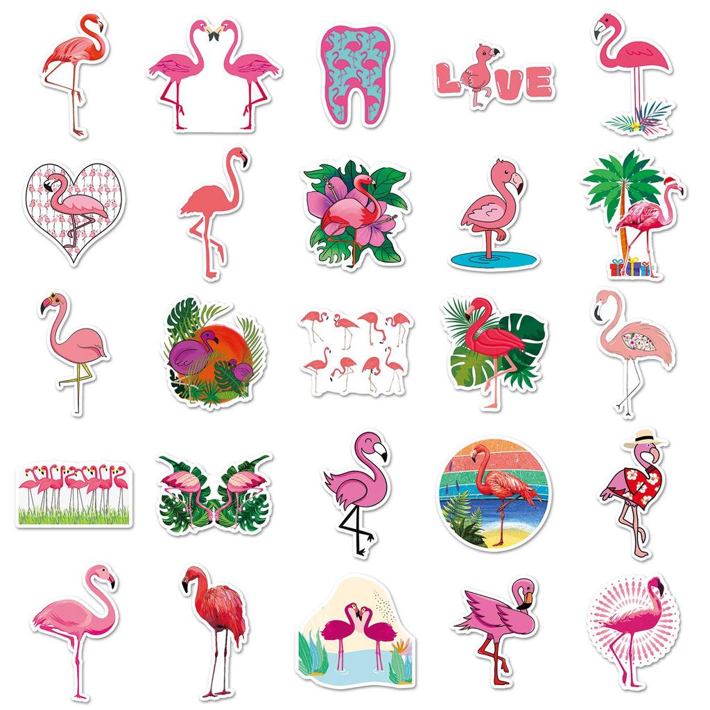 100 Flamingo & Animal Cartoon Stickers for DIY Journals, Notebooks, Suitcases - Cute & Waterproof Decoration