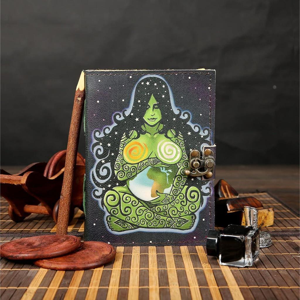 Vintage kožený deník Mother Goddess Journal For Men Women Traveling Sketchbook