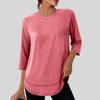 Women’s Basic Crew Neck 3/4 Sleeve Tunic Top Casual Loose Fit Pullover Blouse Soft Lightweight Fabric for Daily Wear