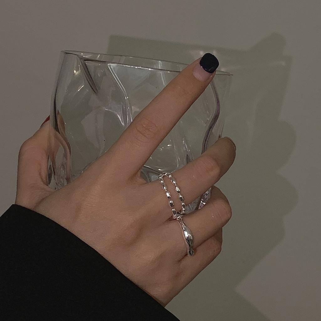 Sterling 925 Sophisticated Silver Geometric Adjustable Ring Contemporary Style For Women Fashionable