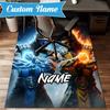 Custom Name Thunderous Warrior's Kombat Rug for Living Room, Game Rooms, Office, Bedroom, Floor Mat Playful Design, fan gifts Christmas decor