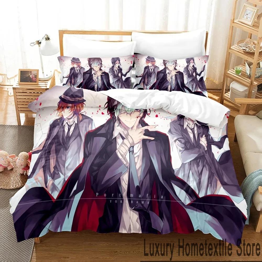 Anime Bungo Stray Dogs Bedding Set Boys Girls Twin Queen King Size Duvet Cover Pillowcase Bed Boys Adult Home Textileextile