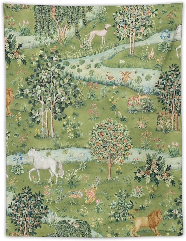 Tree of Life Tapestry Wall HangingMedieval Classic Vintage Flowers Pattern Modern Wall Art DecorRetro Floral Home Decoration