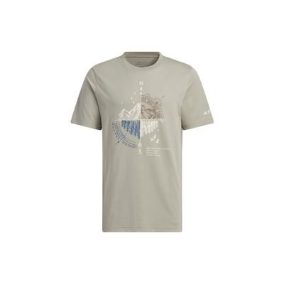 Mountain Graphic Print Outdoor Sports Short Sleeve T-Shirt Men Tops Pebble Silver-Gray IT8847