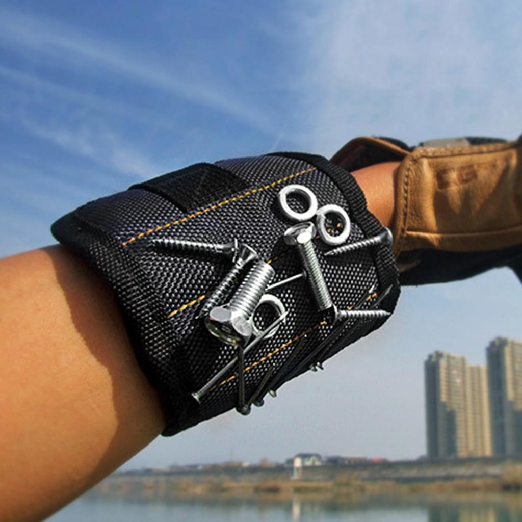 Wrist Tool Holder 3 Rows Magnetic Suction Wristband   for Holding Screws Nails Fasteners