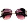 Women Sunglasses Rimless Lightweight High Clarity Wide Cool Sun-resistant Windproof UV Protection Shiny Rhinestone Female Sunglasses for Outdoor