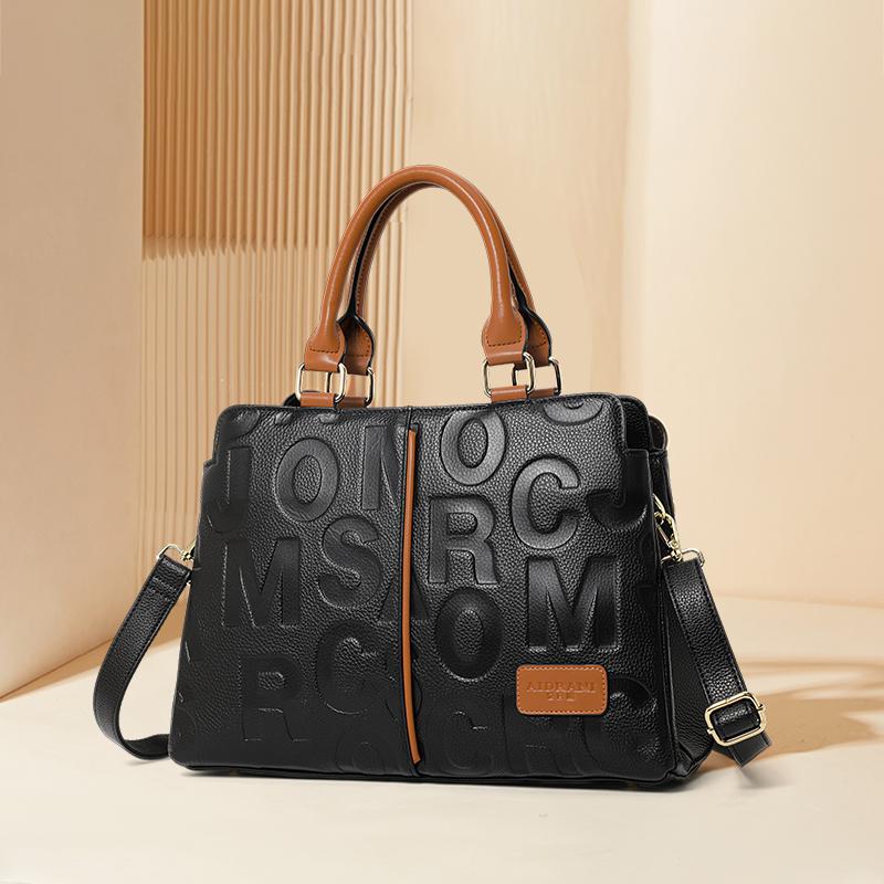 Aidrani  Genuine Leather Letter Design Women's Handbag 100% Cowhide Crossbody Bag with Large Capacity
