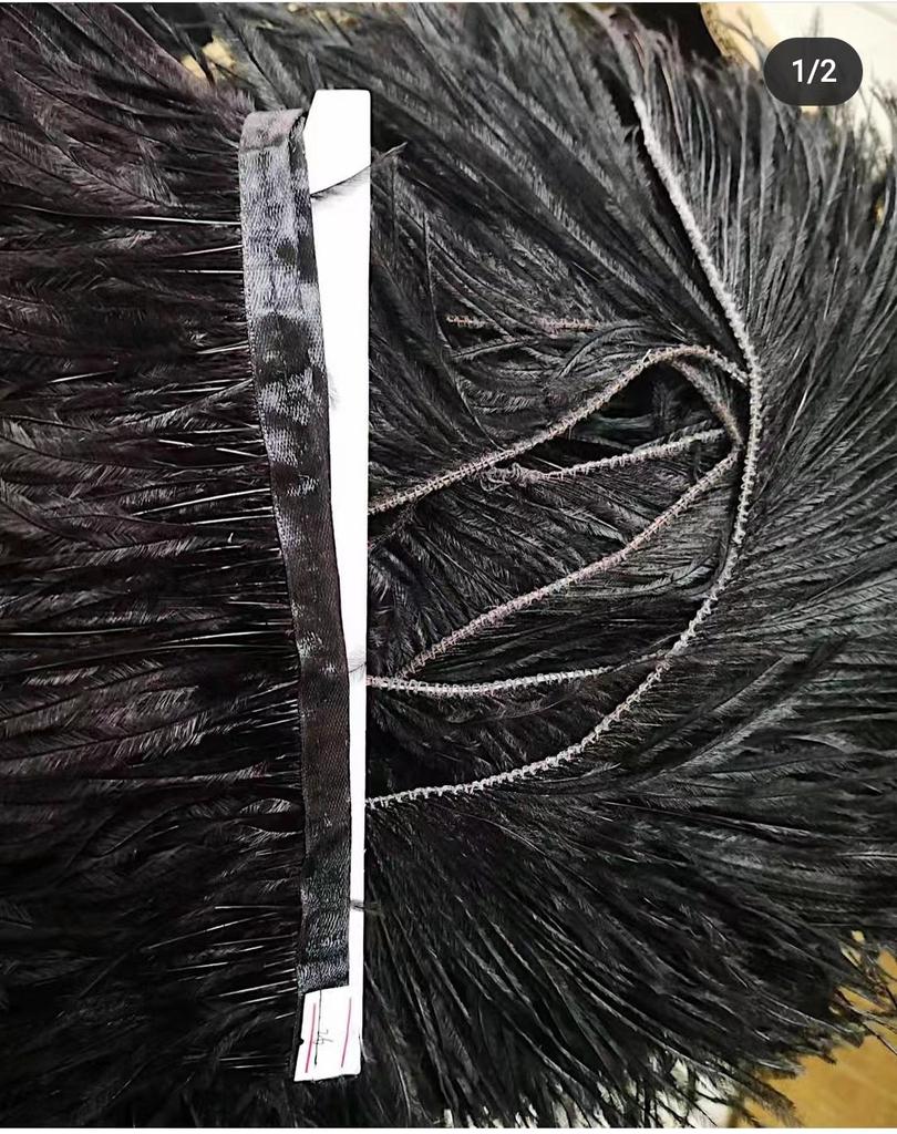 1 Metr Czarny Strusi Piórnik Wysokiej Jakości Dostosowany Piórnik do Sukni na Przyjęcie Weselne Odzieży do Szycia