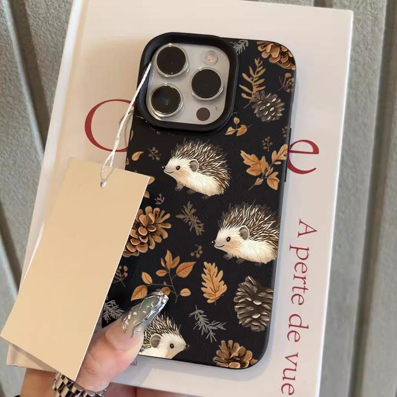 Autumn Cute Cartoon Hedgehog Phone Case For iPhone 17 Pro Max 16 15 14 Plus 13 12 11 Pro Max X XR XS 16e Shockproof Soft Cover