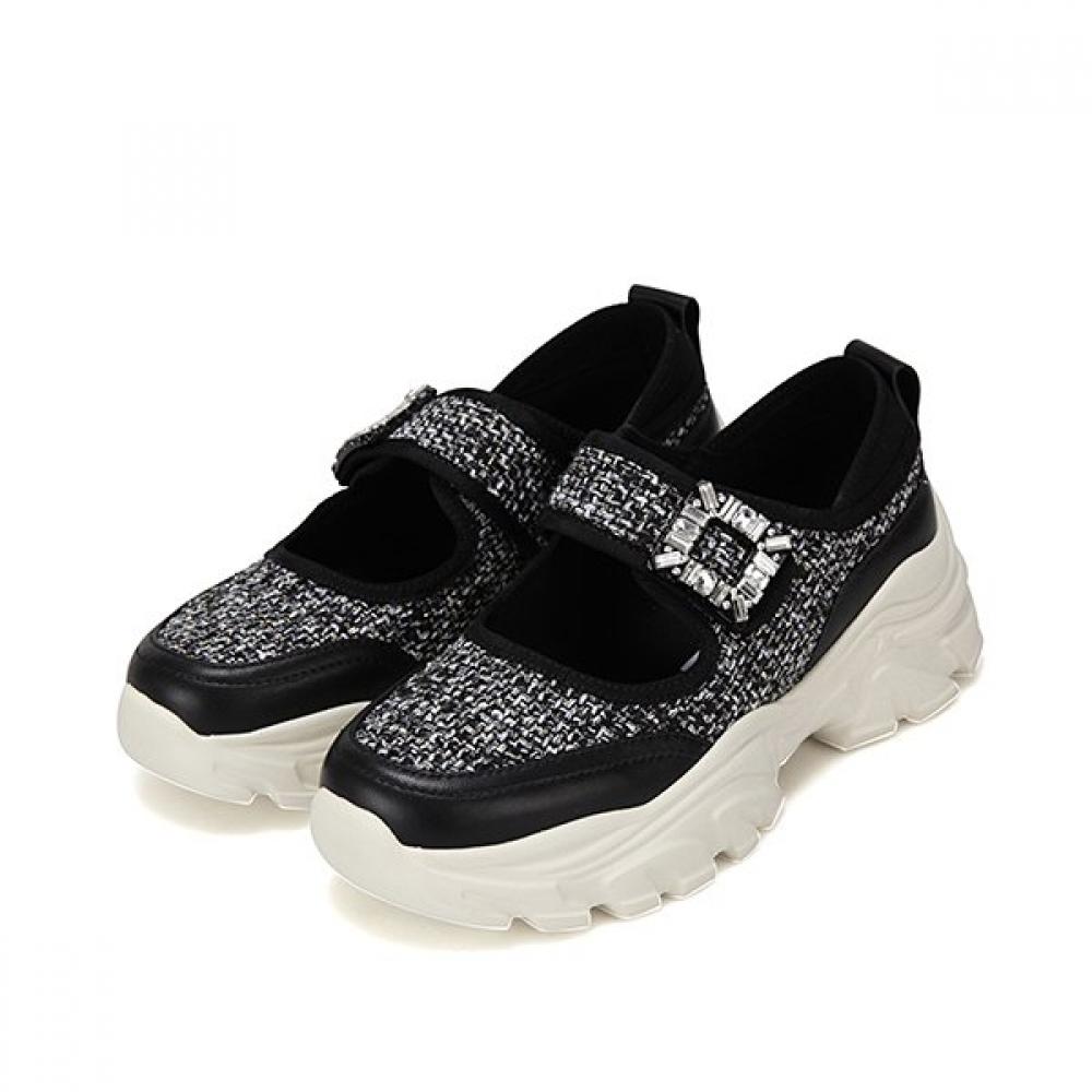 Barbara Fabric Square Jewelry Velcro Sneakers Bbh161bk 225mm