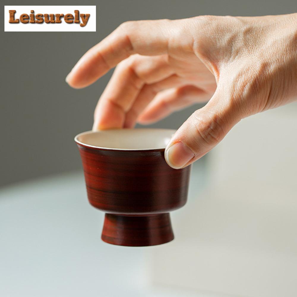 80ml Ceașcă de Ceai cu Picior Înalt Yin din Pulbere Făcută Manual, Ceașcă de Maestru din Ceramică Brută Japoneză, Chazhan Personal, Bol de Degustare pentru Ceai, Set de Ceai Kung Fu