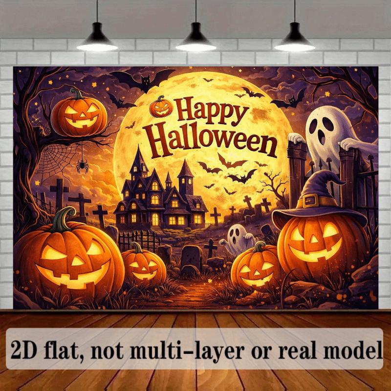 2D plane bat with spider web background cloth. Halloween horror theme.zyc