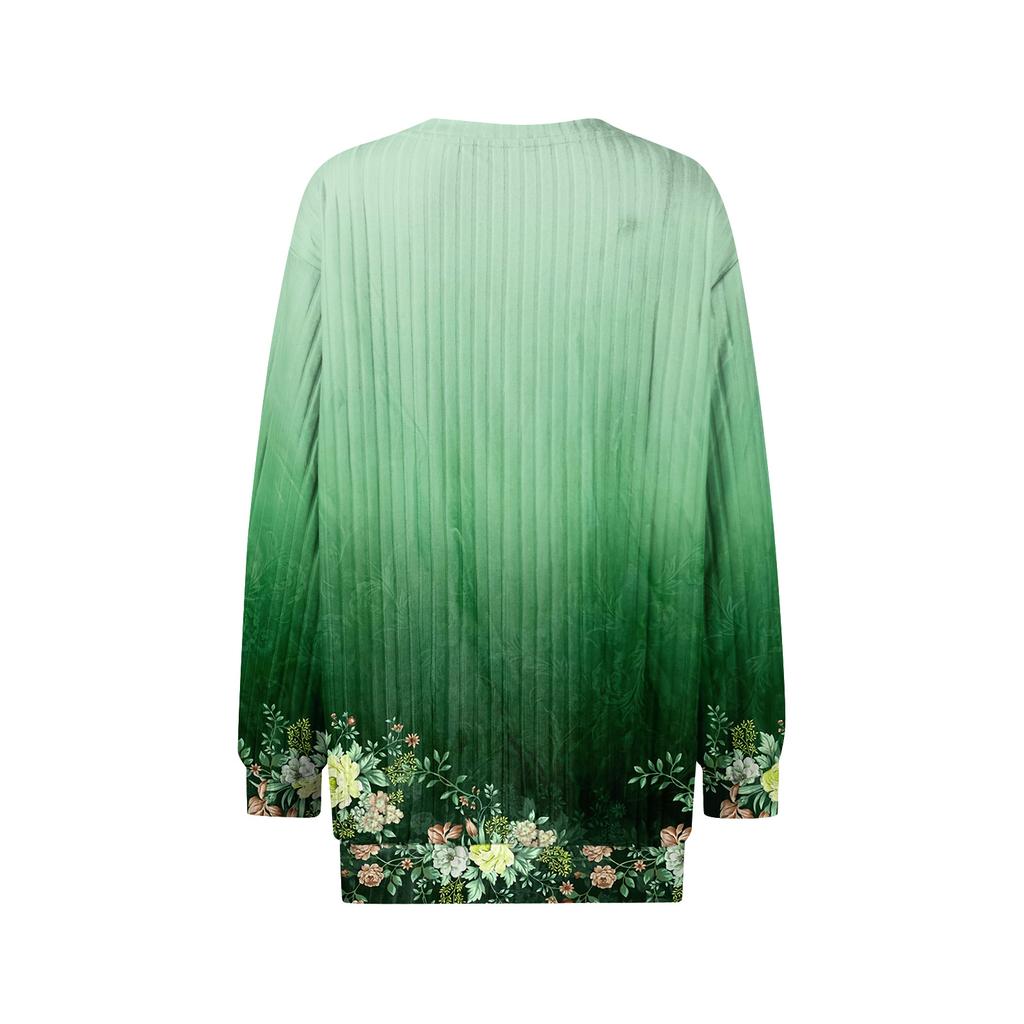 Women's Printed Lightweight Brushed-Cotton Round Neck Top