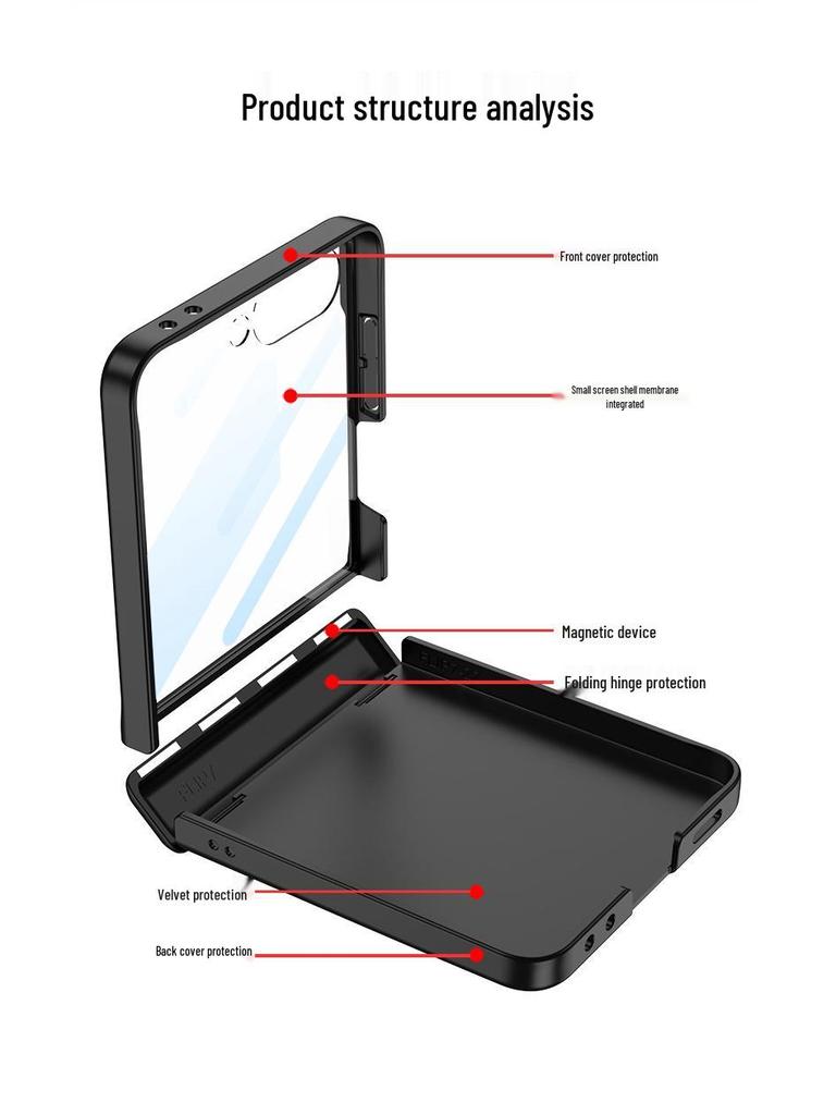 Samsung Z Flip7 Magnetic Case with Rotating Stand and Full Coverage Hinge Protection