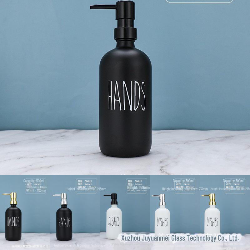16,9oz Skleněný dávkovač na pleťové mléko a mýdlo, 500ml Opakovaně použitelná láhev na dezinfekci rukou