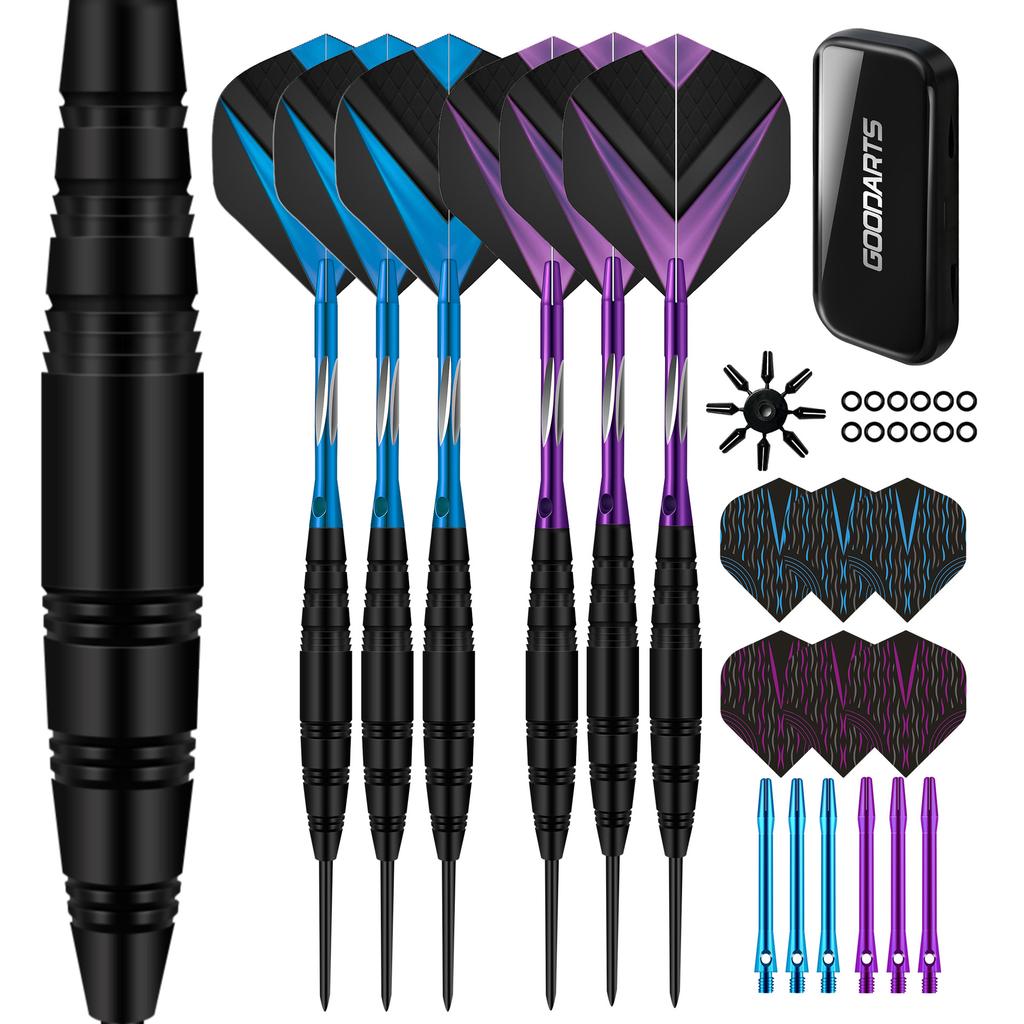 Darts Metal Tip Set 6 Aluminum Shaft Metal Dart Set Professional Darts Steel Tip Sets