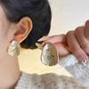 Exquisite Large White Enamel Flower Stud Earrings for Women Fashion Female Wedding Party Daily Wear Jewelry Accessories