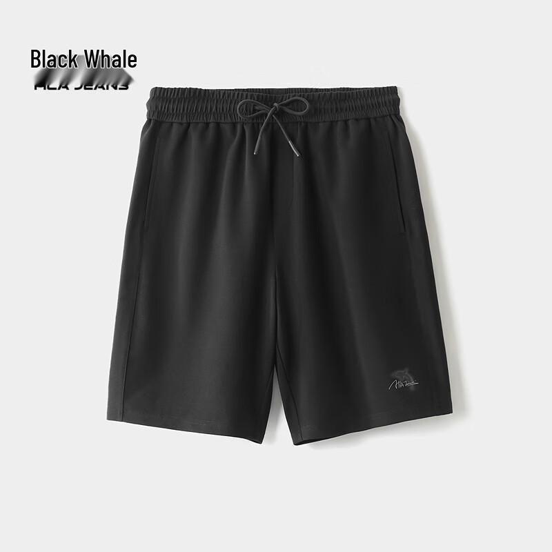 

Men s Black Whale Drawstring Casual Shorts M