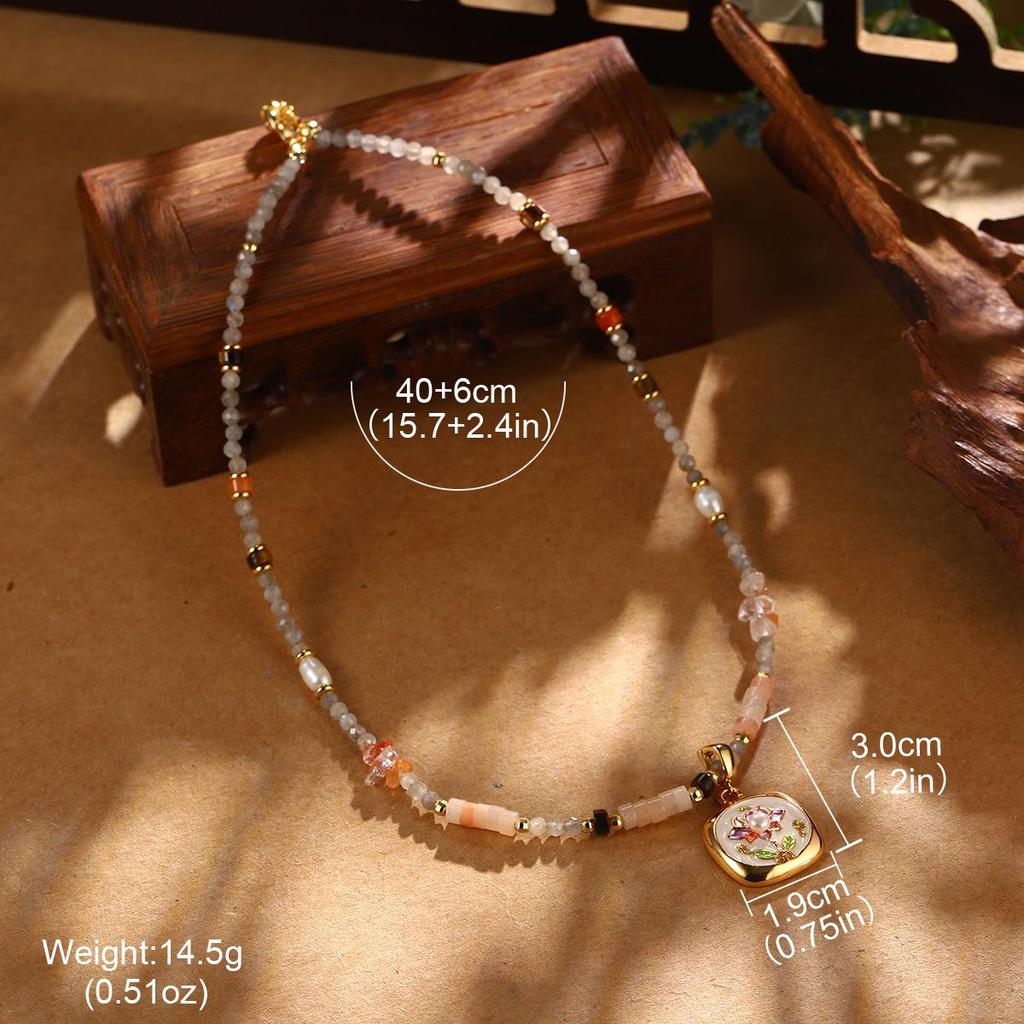 Pearl Flower Butterfly Oil Painting Necklace: Elegant Chinese Summer Jewelry for Women