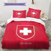 Schweiz Fußball Nationalmuster Bettwäsche Heimdekoration Geburtstagsgeschenk (1 Bettbezug + 2 Kissenbezüge, ohne Füllung),Fanartikel.