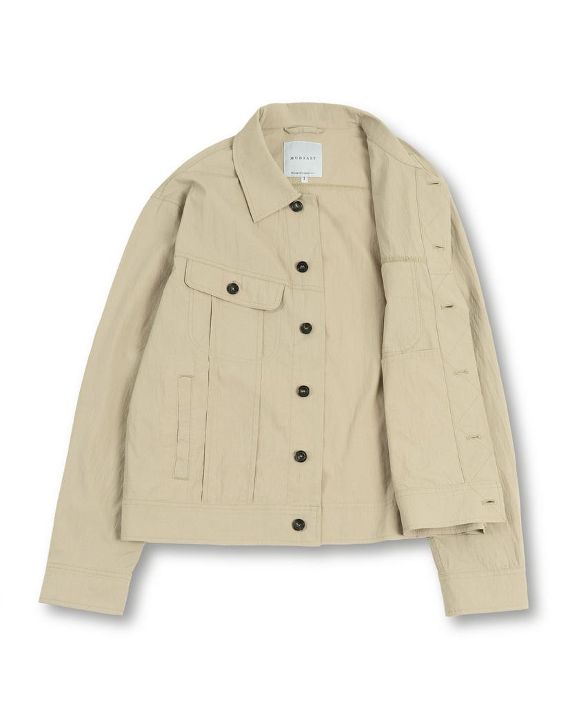 Mudsalt Seersucker Trucker Jacket Beige