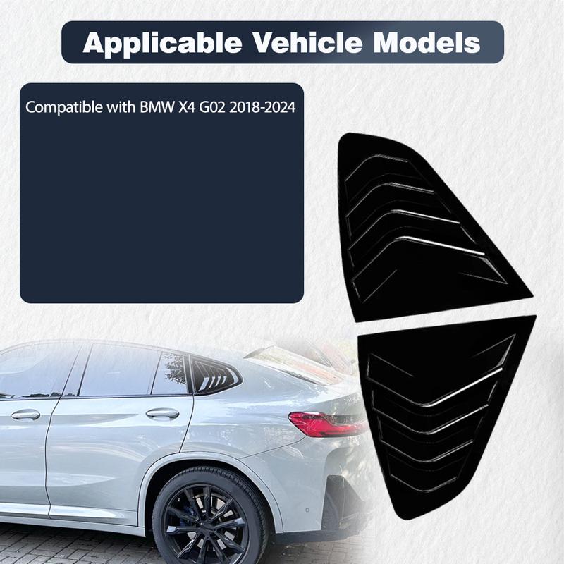 2 Stück hinterer Seitenfenster-Zierleisten-Spoiler für BMW X4 G02 2018      2024 Fensterblenden-Abdeckung Lüftungsschlitze